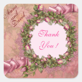 Adesivo Quadrado Luxo Rosa Rosa Moderna Adicione Seu Texto