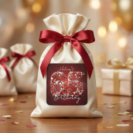 Adesivo Quadrado Luxurious Elegant Ruby Red Diamonds 65th Birthday