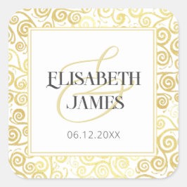 Adesivo Quadrado Luxury Chic Winter White E Dourado Casamento