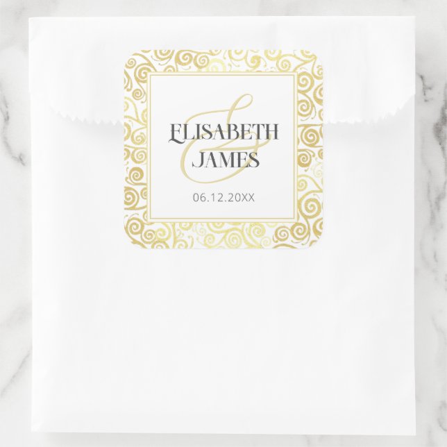 Adesivo Quadrado Luxury Chic Winter White E Dourado Casamento (Bolsa)