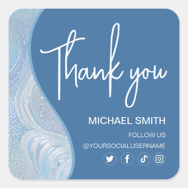 Adesivo Quadrado Luxury Iridescent Blue Gradient Sticker (Frente)