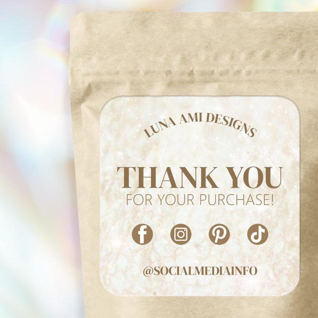 Adesivo Quadrado Luxury Modern Trendy Elegante Simples Obrigado (Criador carregado)