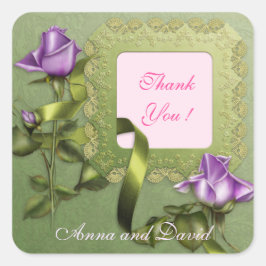 Adesivo Quadrado Luxury Moderno Roxo Floral Adiciona Seu Texto