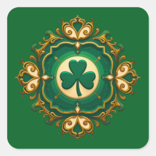 Adesivo Quadrado Luxury Shamrock St Patrick’s Day - Autocolante