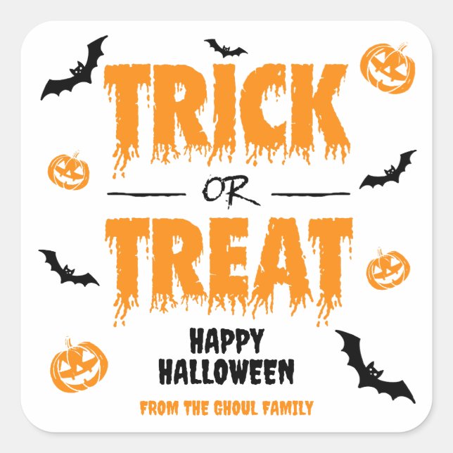 Adesivo Quadrado Luz de Grupo de Trick ou Tratar (Frente)