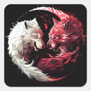 Adesivo Quadrado Luz Espírito Animal Fantasia Lobo Sombra