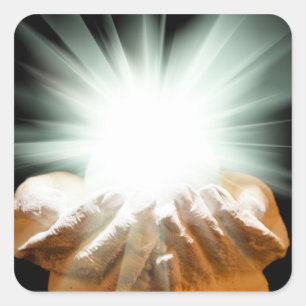 Adesivo Quadrado Luz espiritual nas mãos colocadas