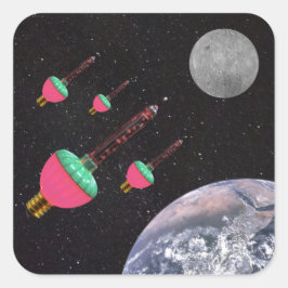 Adesivo Quadrado Luzes de bolhas no espaço