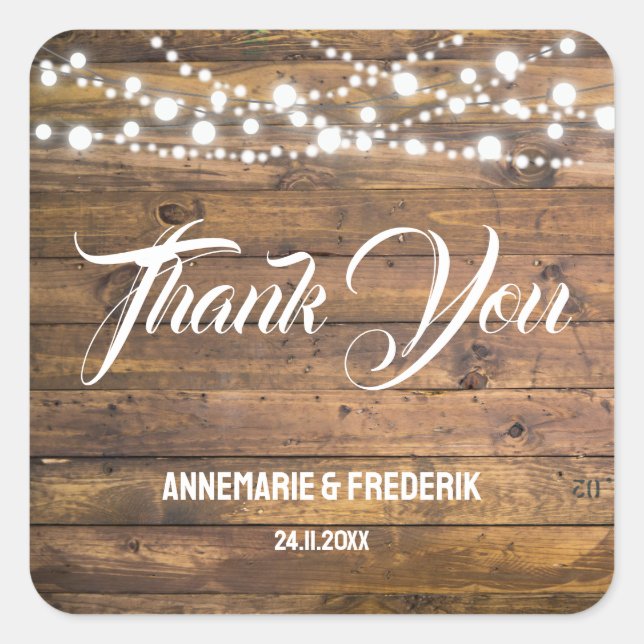 Adesivo Quadrado Luzes de brilho de madeira russa (Frente)