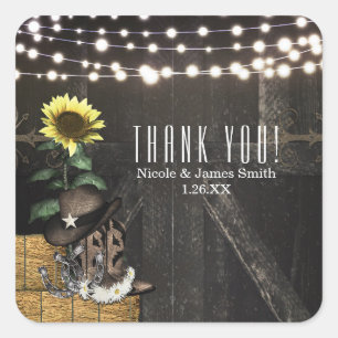 Adesivo Quadrado Luzes de Celeiro Rústico Country Western Favor de 