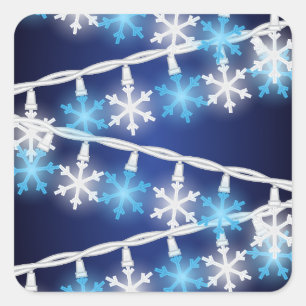 Adesivo Quadrado Luzes de Floco de Neve