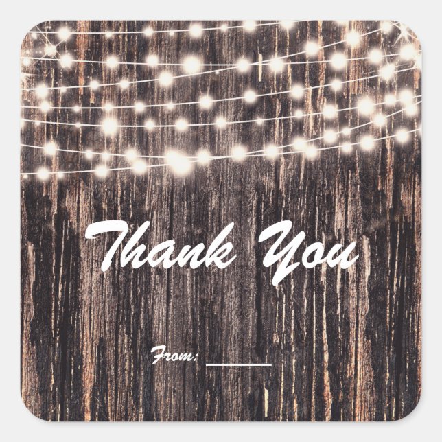 Adesivo Quadrado Luzes de Madeira de Casca Rústica e Cordão Outono  (Frente)