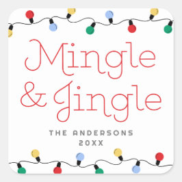 Adesivo Quadrado Luzes de Natal Coloridas de Mingle e Jingle Festiv