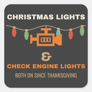 Adesivo Quadrado Luzes de Natal e Luzes de Verificação do Motor, En