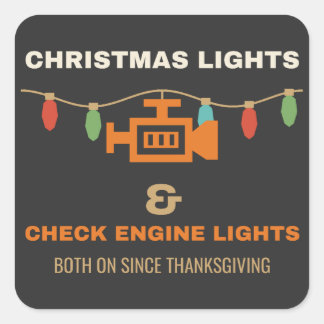 Adesivo Quadrado Luzes de Natal e Luzes de Verificação do Motor, En