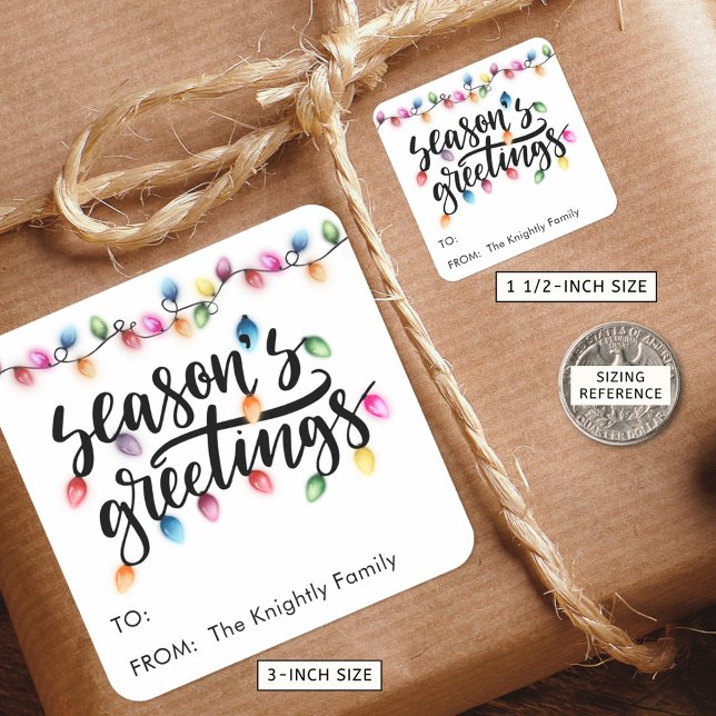 Adesivo Quadrado Luzes de Natal Festivas Seasons saúda de (Criador carregado)