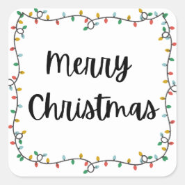 Adesivo Quadrado Luzes de Natal Merry Sticker