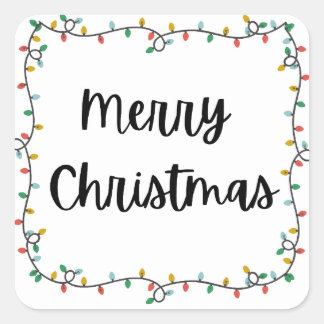 Adesivo Quadrado Luzes de Natal Merry Sticker