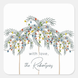 Adesivo Quadrado Luzes de Natal no Palm Trees Personalizadas Praça