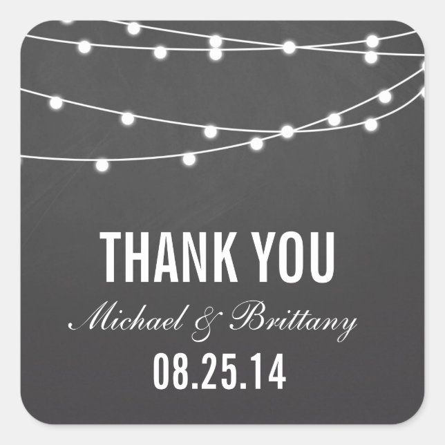 Adesivo Quadrado Luzes de string | Autocolantes (Frente)