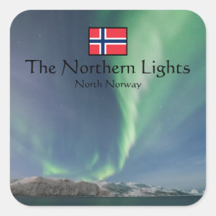 Adesivo Quadrado Luzes do norte na Noruega