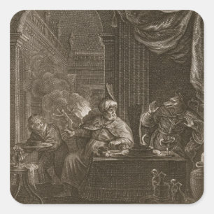 Adesivo Quadrado Lycaon Metamorfoed em Lobo, 1731 (gravura)