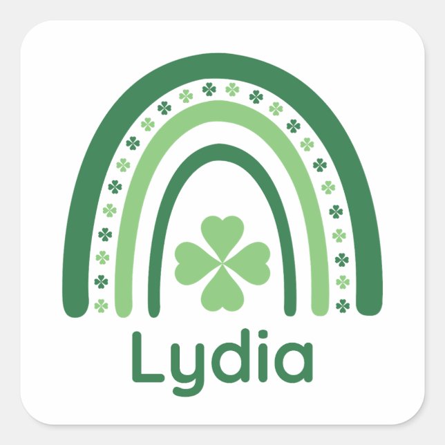 Adesivo Quadrado Lydia Nome Clover Boho Rainbow (Frente)