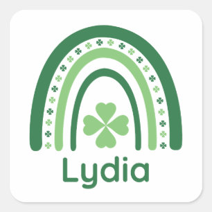 Adesivo Quadrado Lydia Nome Clover Boho Rainbow