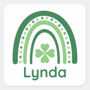Adesivo Quadrado Lynda Nome Clover Boho Arco-íris
