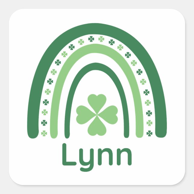 Adesivo Quadrado Lynn Name Clover Boho Rainbow (Frente)