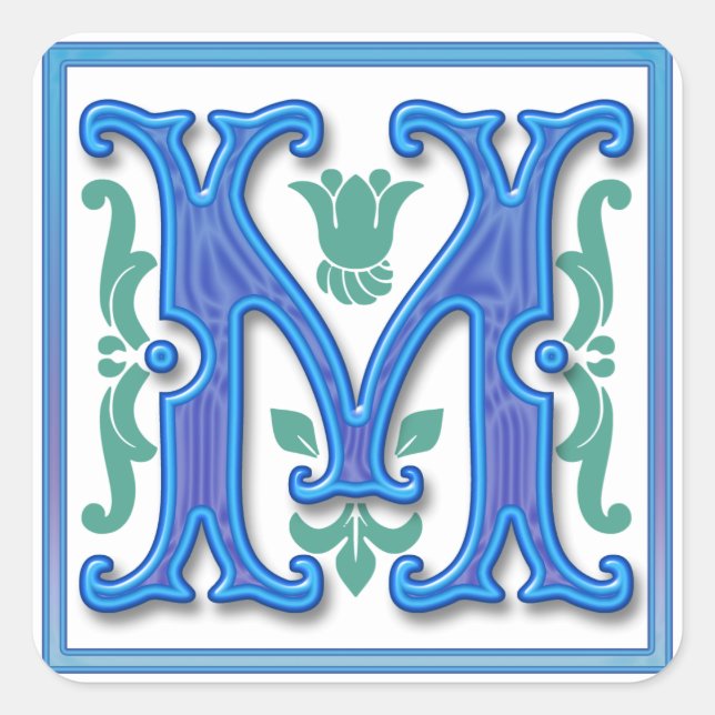 Adesivo Quadrado M - Letra V M (Frente)