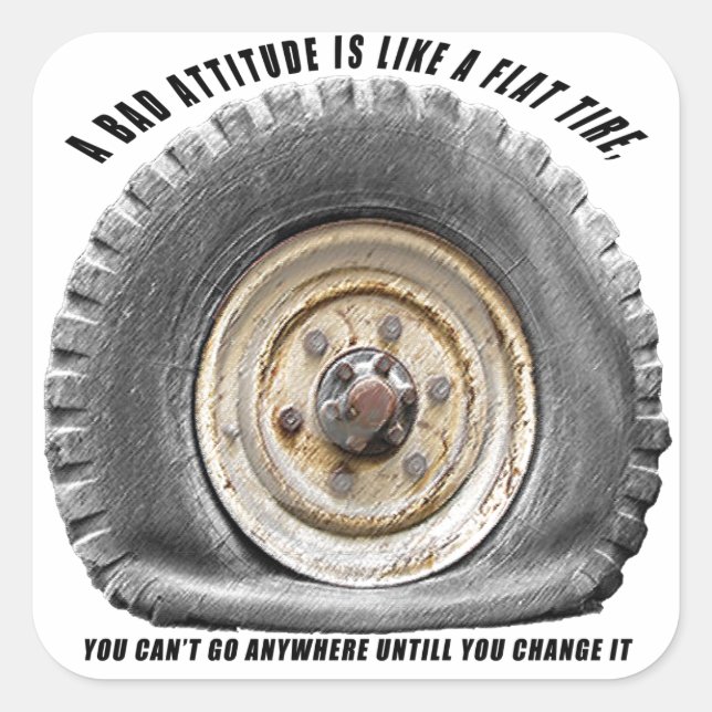 Adesivo Quadrado Má Atitude Como Pneus (Frente)