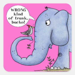 Adesivo Quadrado Má compreensão do elefante e do pica-pau
