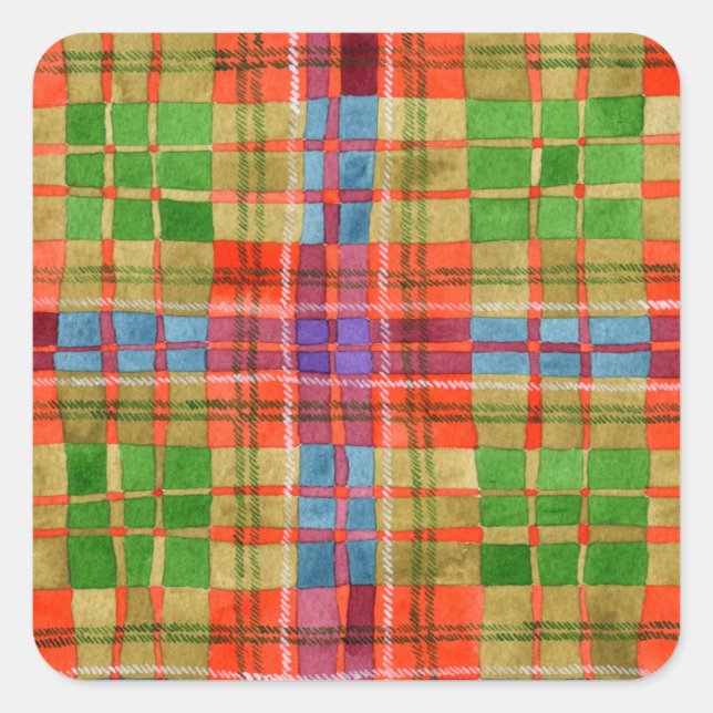 Adesivo Quadrado MAC RAE TARTAN Pequenos Autocolantes quadrados (Frente)