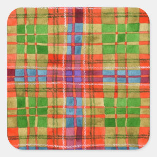 Adesivo Quadrado MAC RAE TARTAN Vinhetas Grandes Quadradas