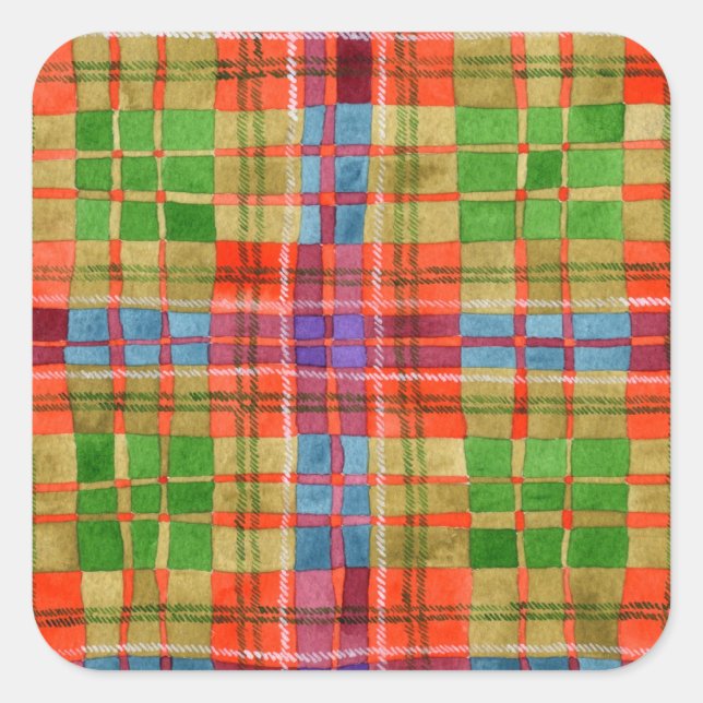 Adesivo Quadrado MAC RAE TARTAN Vinhetas Grandes Quadradas (Frente)