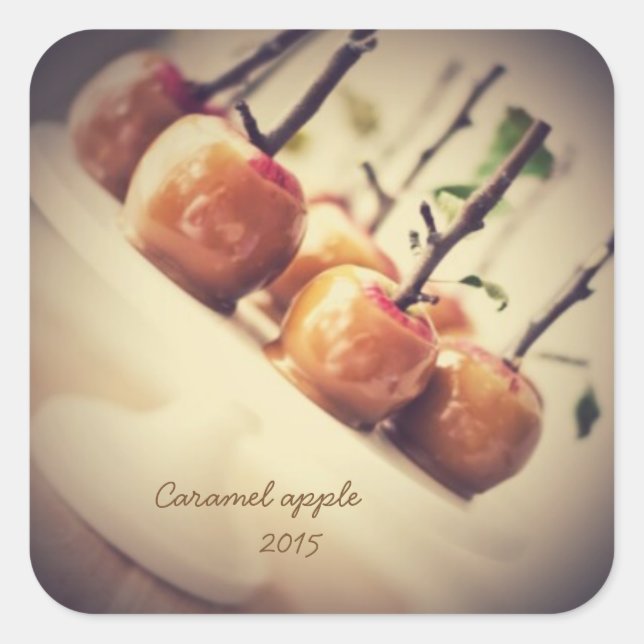 Adesivo Quadrado maçã caramelo (Frente)