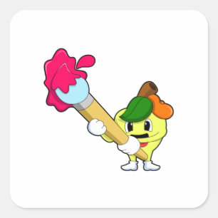 Adesivo Quadrado Maçã como Pintor com Pintor