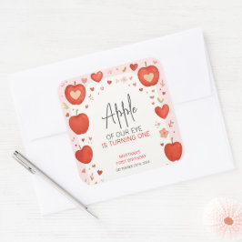 Adesivo Quadrado Maçã de Nossa Queda de Olhos Pensada Aniversário