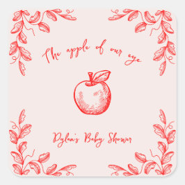 Adesivo Quadrado Maçã Do Nosso Chá de fraldas De Queda Desenhada À