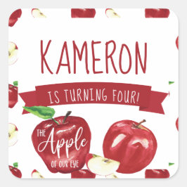Adesivo Quadrado Maçã do nosso olho, Festa de aniversário qualquer