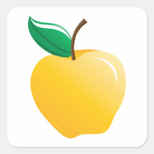Adesivo Quadrado Maçã Dourada Fruta Amarela Brilhante
