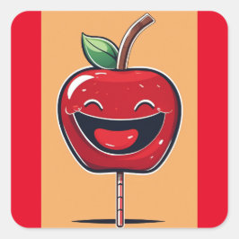 Adesivo Quadrado Maçã Humorosa