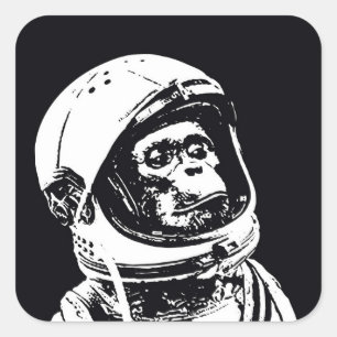 Adesivo Quadrado Macaco Astronauta