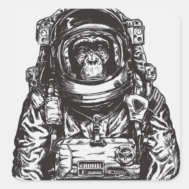 Adesivo Quadrado Macaco Astronauta (Frente)