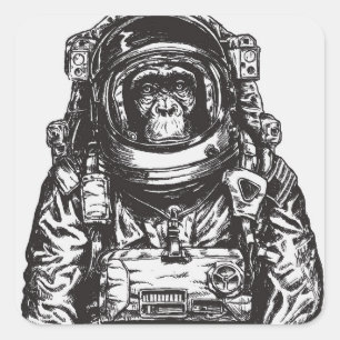 Adesivo Quadrado Macaco Astronauta