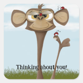 Adesivo Quadrado Macaco bobo e Damybugs