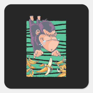 Adesivo Quadrado Macaco Cinto Com Bananas