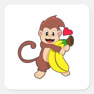Adesivo Quadrado Macaco com Banana