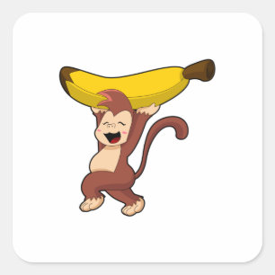 Adesivo Quadrado Macaco com Banana